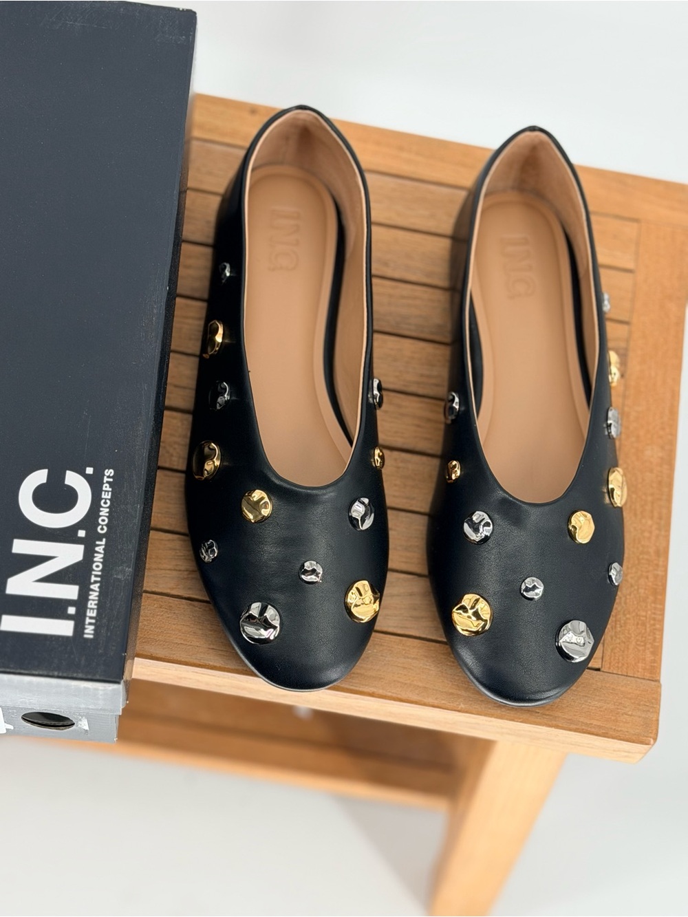 New WOMENS INC International Concepts Black Ballet Flats size 9M